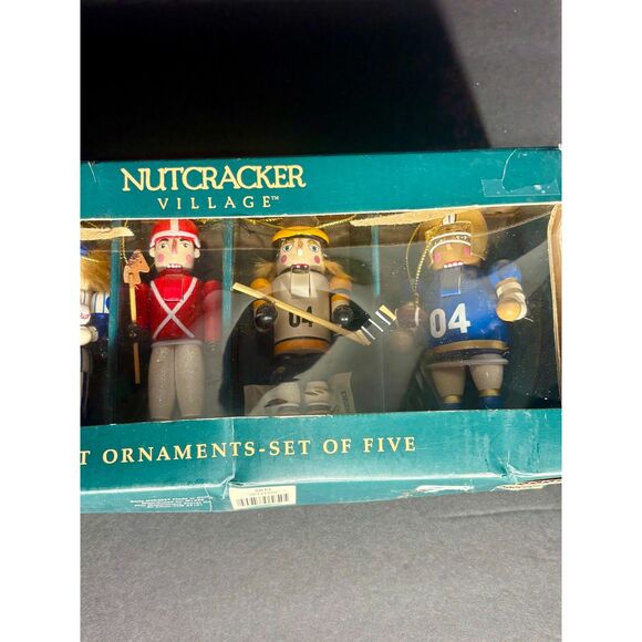 Nutcracker Village Sport Ornaments Set of Five Wooden Figures Holiday Decor - Picture 4 of 6